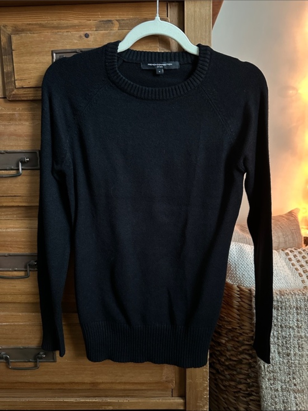 French Connection Black Crewneck Knit Sweater